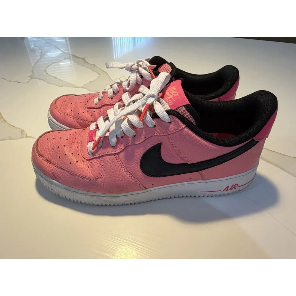 Nike Air Force 1 Low Pink Black White Sneakers Men's Size 11 Leather Shoes